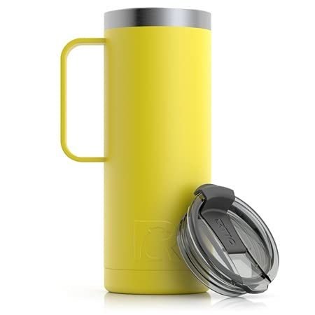RTIC Travel Mug with Handle, 20 oz, Sunflower, Portable Thermal Camping Cup