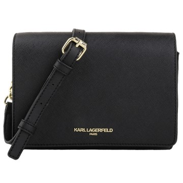 KARL LAGERFELD-  素面防刮PVC 暗釦斜背包(黑mini)