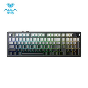 狼蛛AULA F99pro 三模機械鍵盤（漸變黑）星矢軸 側刻-無繁中