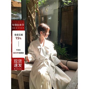 ICELOLLY【倫敦周末】巨好看風衣外套女小個子2026春秋季白色大衣