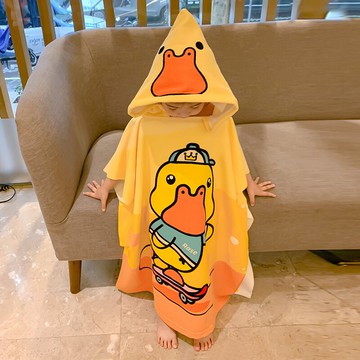 新品上市~小黃鴨兒童浴巾斗篷全棉吸水速干卡通女童男寶寶洗澡浴袍游泳可穿 99購物節
