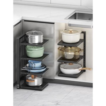 鍋架廚房置物架壁掛可調節多層鍋具收納架家用下水槽櫥柜內分層架