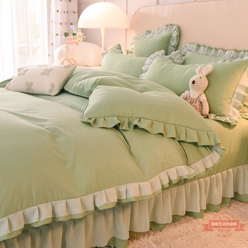 床裙公主風床單四件套網紅色少女心加厚被套三件套花邊床上用品