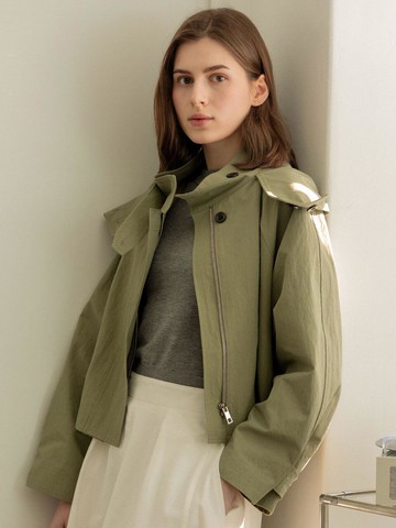 Covering Spring Rain Cropped jacket - Khaki