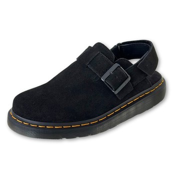 Dr.Martens 馬汀 JORGE II 麂皮包頭穆勒鞋 黑色 女 馬丁經典懶人鞋 真反毛皮半拖鞋 休閒涼鞋 31563001