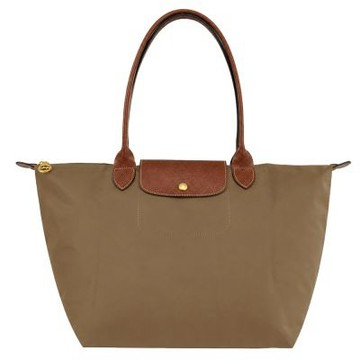 LONGCHAMP LE PLIAGE系列長把再生尼龍摺疊水餃包(大/橄欖綠)