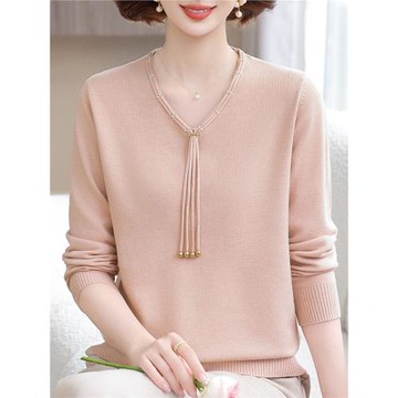 中年媽媽秋裝針織衫上衣服2025新款洋氣中老年女裝打底衫毛衣套裝