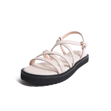 KOKKO交叉細帶個性厚底涼鞋白色