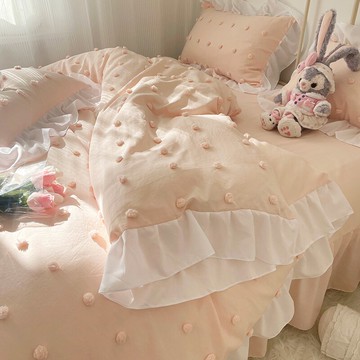 公主風溫柔四件套四季通用被套床裙床單被罩女生款三件套床上用品