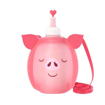 sillymann 100%鉑金矽膠水袋-350ml 附頸帶  小豬 粉色  1個