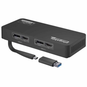 Plugable USB-C 変換グラフィックアダプタ、ディスプレイ変換 、Mac 用 デュアル 4K HDMI および DisplayPort、USB 3.0、USB Type-C 対応