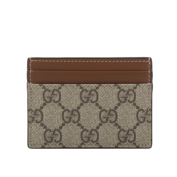 [平輸]GUCCI GG Supreme塗層帆布及皮革4卡名片夾/卡片夾(棕色)