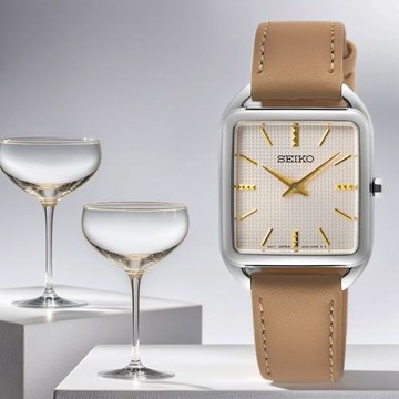 SEIKO 精工 CS系列優雅時尚方形腕錶/米X卡其/26mm (4N30-00L0P/SWR089P1)SK003