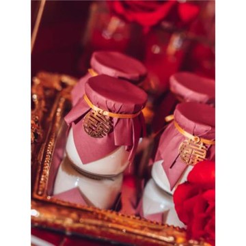 中式婚禮甜品臺結婚訂婚布丁紙紅色喜字蛋糕插件酒紅色推推樂貼紙