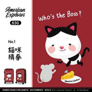American Explorer 美國探險家 20吋 63G 登機箱 輕量 硬殼 頂級YKK 拉鏈 行李箱 客製化 卡通箱