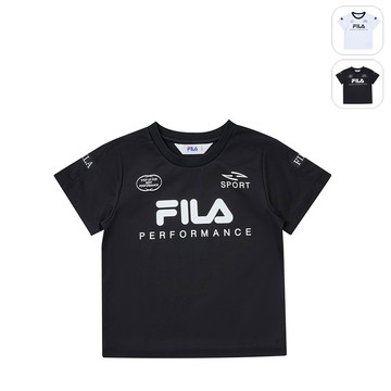 【FILA】 KIDS 男童款 短袖圓領T恤-黑色 1TEZ-8003-BK