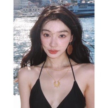 獨特氣質太陽項鏈女小眾輕奢歐美風頸鏈輕奢精致復古個性百搭配飾
