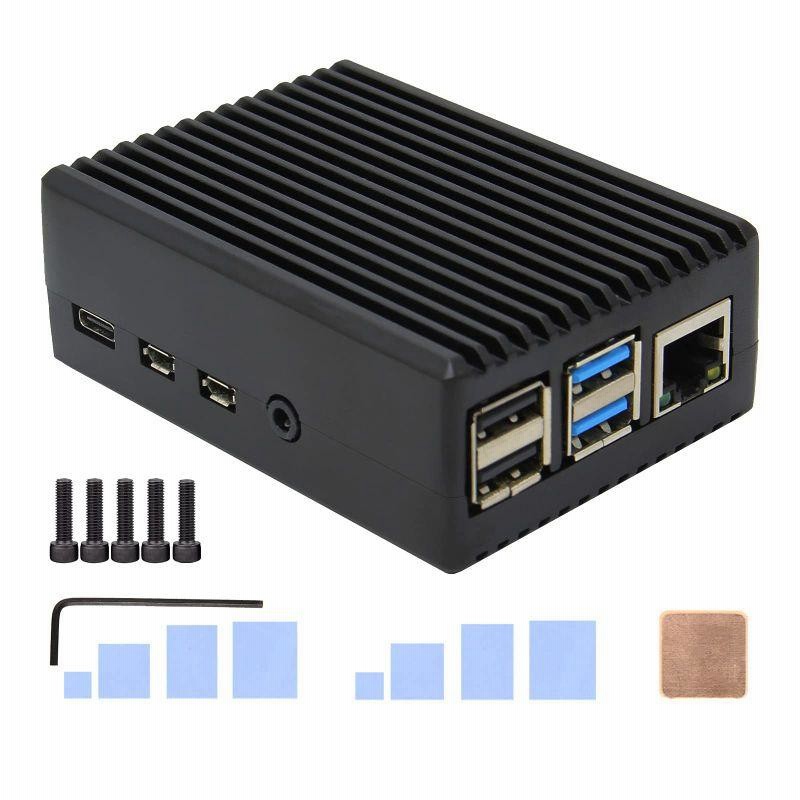 Geekworm Raspberry Pi 4B(ラズベリーパイ4) 受動冷却金属ケース＆アルミメタルケース、ラズパイ4のみ適用（P173ブ