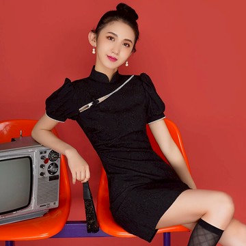 法式旗袍年輕款中國風女裝夏季復古國潮小個子少女改良連衣裙