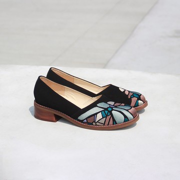 刺繡率性木根鞋- 府城輿圖/絨黑