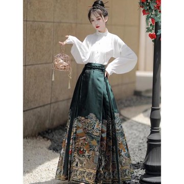 日常可穿馬面裙高端小個子搭配的上衣國風明制漢服新中式顯瘦套裝