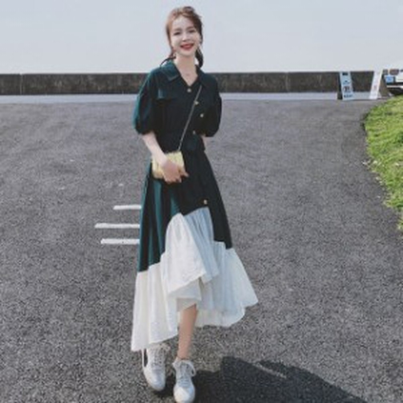 シャツワンピース ロング丈 半袖 夏 Aラインロングワンピース 無地 フィッシュテール ゆったり ハイウエスト カジュアル おしゃれ バイ 通販 Lineポイント最大1 0 Get Lineショッピング