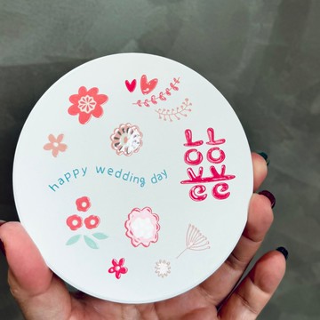 【LOVE囍杯墊】臺灣鶯歌陶瓷吸水杯墊 婚禮小物 立體水晶上光