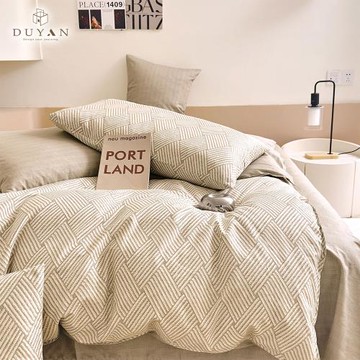 【DUYAN 竹漾】40支精梳棉四件式兩用被床包組 華夫風味 台灣製(雙人)