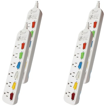 spirit 電精靈 6開6插扁平插頭 電腦延長線 3孔 MAX1650W 125V 15A  4條  白色  1.8m
