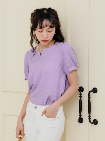 立體紋理造型領拋袖上衣