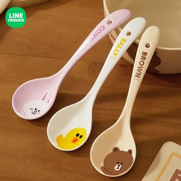 布朗熊勺子陶瓷湯勺家用湯匙長柄高檔精致調羹盛湯喝粥專用小勺子