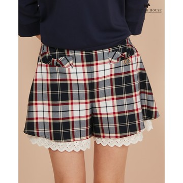 【SCOTTISH HOUSE】丈青格TR格紋蝴蝶結褲裙 CIWB2207