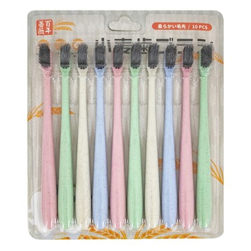 百年薔薇 小麥牙刷 柔軟毛先 小麥柄 家庭旅行用  10支  5卡