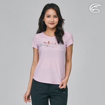 ADISI 女浪花洞洞短袖V領透氣圖T AL2311016 (S-2XL) 翻糖粉