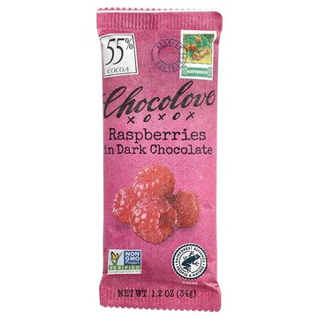 Chocolove, 樹莓夾心黑巧克力，55% 可可，1.2 盎司（34 克）