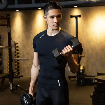 【ELASTI】男款機能短袖壓縮衣-經典白