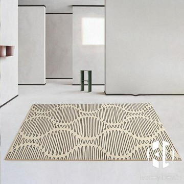 北歐現代簡約風幾何波紋地毯家用臥室客廳毛絨地毯抽象設計【聚物優品】