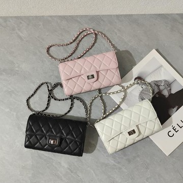 小香風羊皮菱格鏈條小方包女迷你斜挎零錢小包包百搭真皮手機包輕