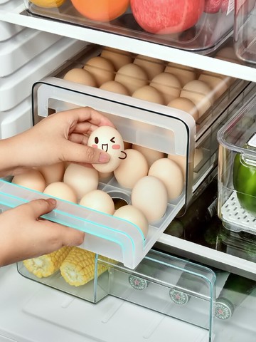 收納架 整理架 浴室層架 桌面收納架 桌面置物架   浴室置物家用冰箱雞蛋收納盒抽屜式保鮮食物防摔立式蛋格家居架托儲物神