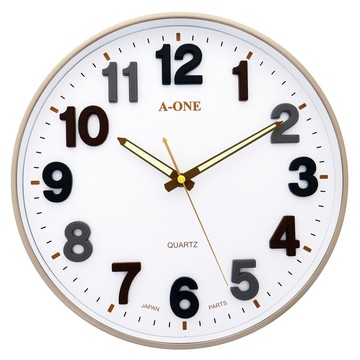 A-ONE 金吉星 超靜音3D立體數字掛壁時鐘 台灣製造  白色 + 金色