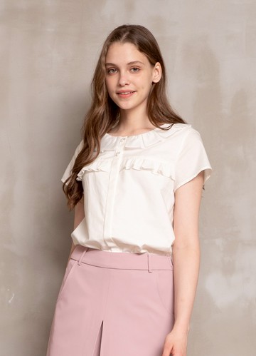 夏語舒感荷葉領棉質上衣