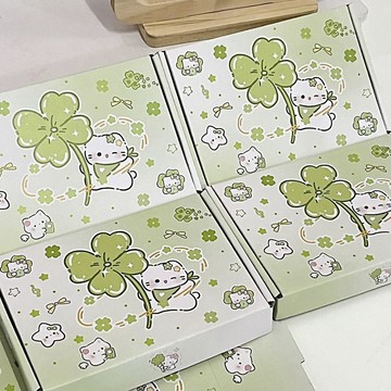 🔥臺灣出貨🔥爆款幸運四葉草kitty貓飛機盒可愛高顏值飾品出卡包裝盒裝收納盒