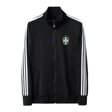 巴西國家隊新款足球訓練運動球衣上衣男士春秋修身拉鏈開衫衛衣潮