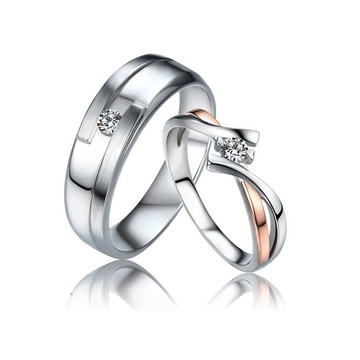 KOR蔻兒鑽石 交織幸福 鑽石14K白鋼  對戒 /結婚對戒