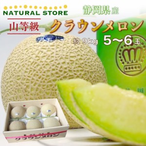  クラウンメロン 山等級 5-6玉 約9kg 正箱 静岡県産 マスクメロン 秋ギフト 夏ギフト お中元 御中元