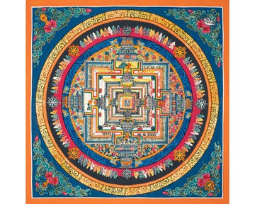 チベットの時輪を描いた職人による手作りキャンバス絵画