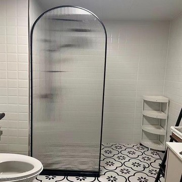 免運 客製化屏風 北歐屏風 鋼化玻璃屏風 隔斷衛生間遮擋半圓弧形拱形鐵藝長虹玻璃 浴室干濕分離