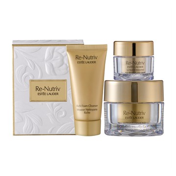 ESTEE LAUDER_雅詩蘭黛 白金級黑鑽抗老逆時組(潔面乳30ml+煥顏霜15ml+眼霜5ml) 公司貨