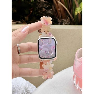 《台灣出貨》適用 APPLE WATCH 蝴蝶樹脂錶帶 樹脂錶帶 S11 S10 SE3 46mm 45mm 女士錶帶