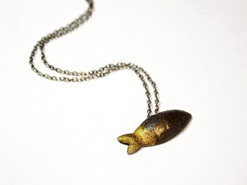 【Animal 系列】#b6 金尾巴小魚項鍊/ 925銀/ 手工禮物/ 客製化